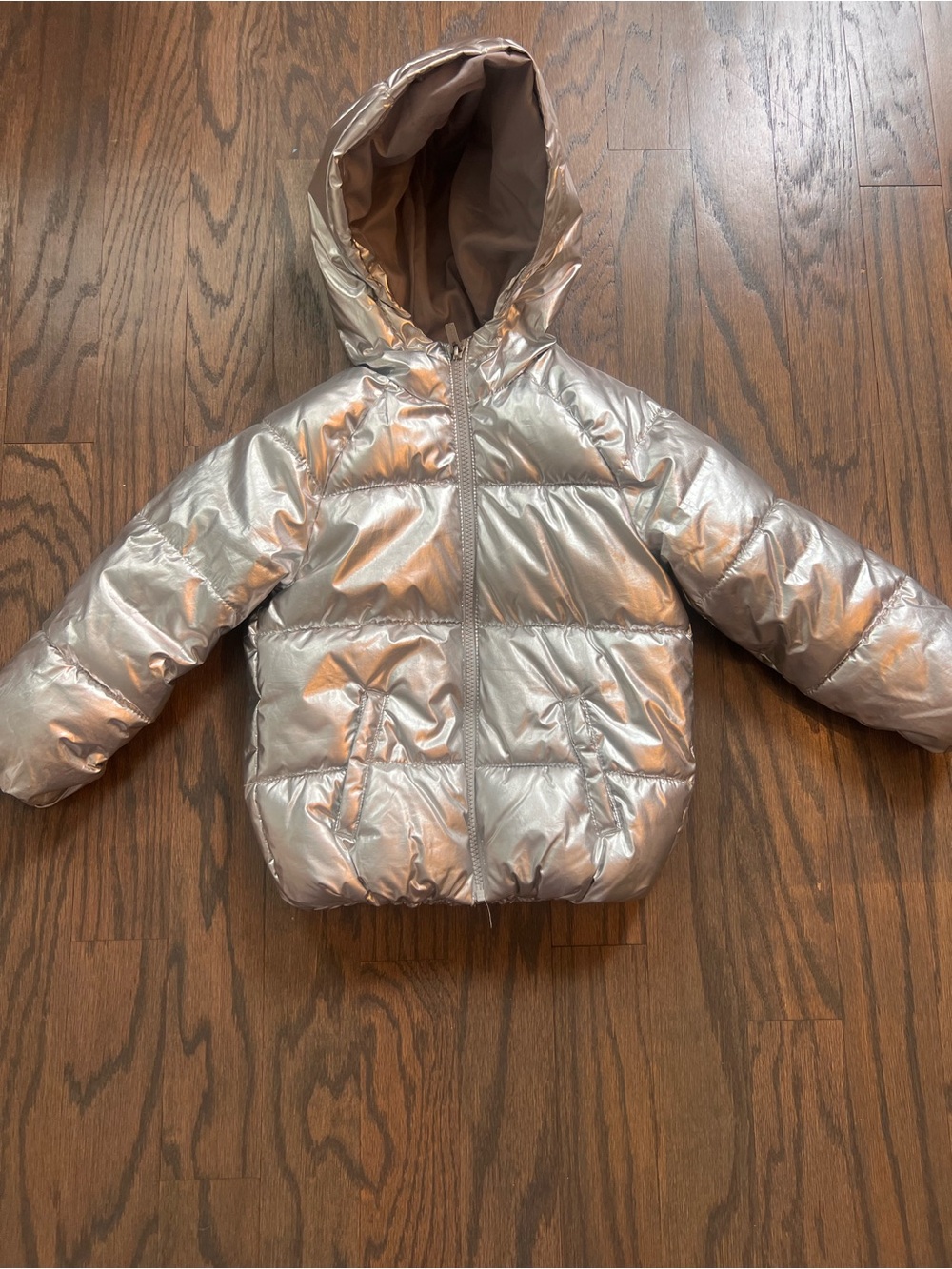 Kids 5T Metallic Silver Puffer Coat with Hood